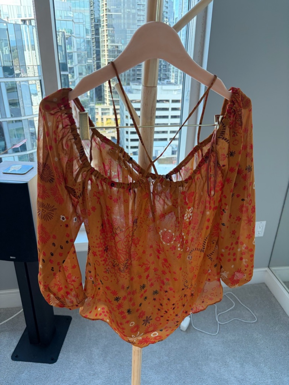 Zara Boho Floral Off-Shoulder Blouse